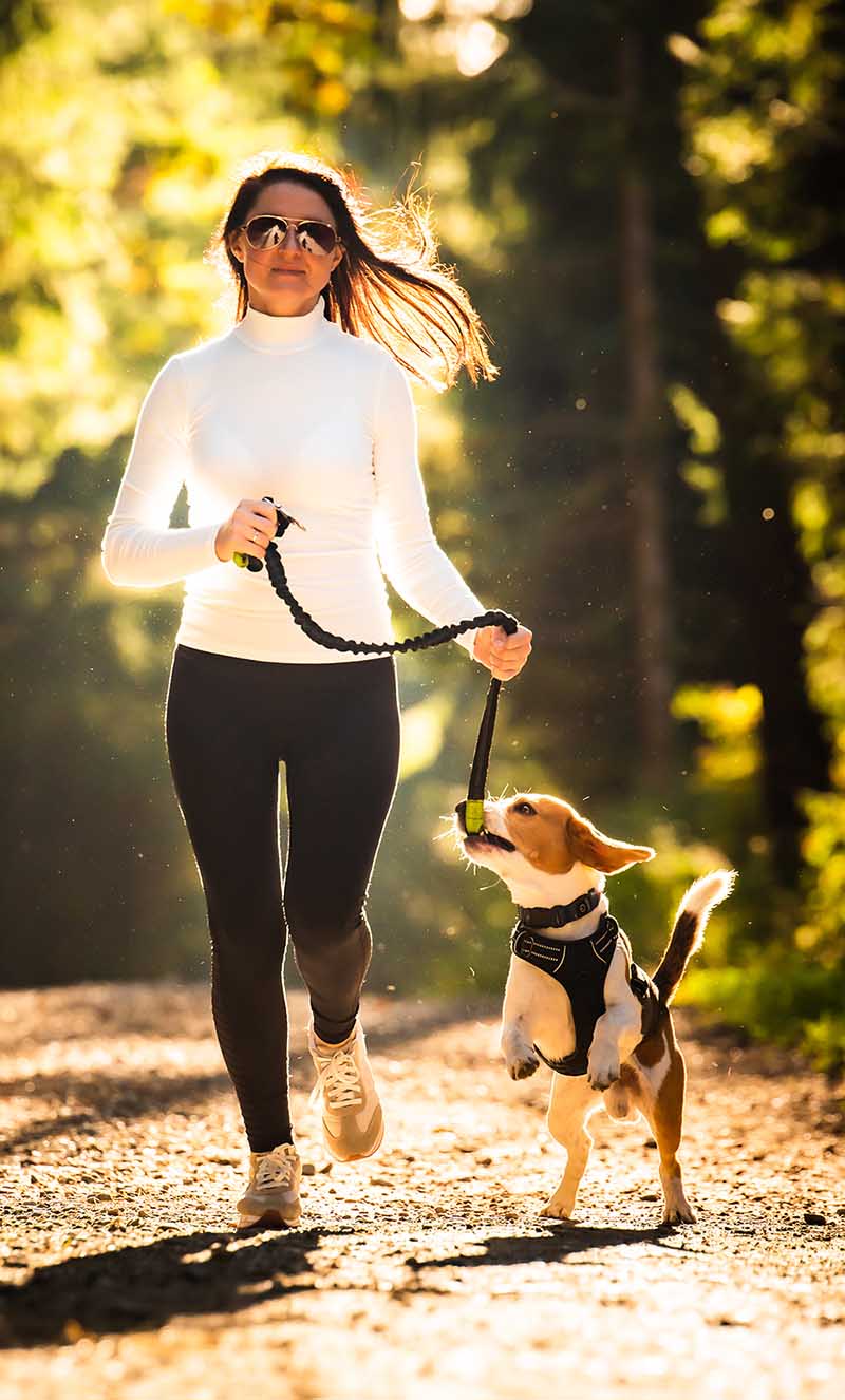 Woman jogging with dog